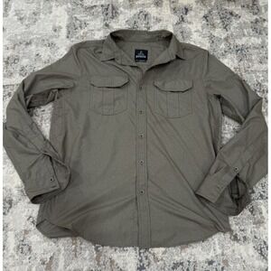 prAna Hampstead Cloth Flannel Button Up Shirt S Hemp Cotton Long‎ Sleeve Brown